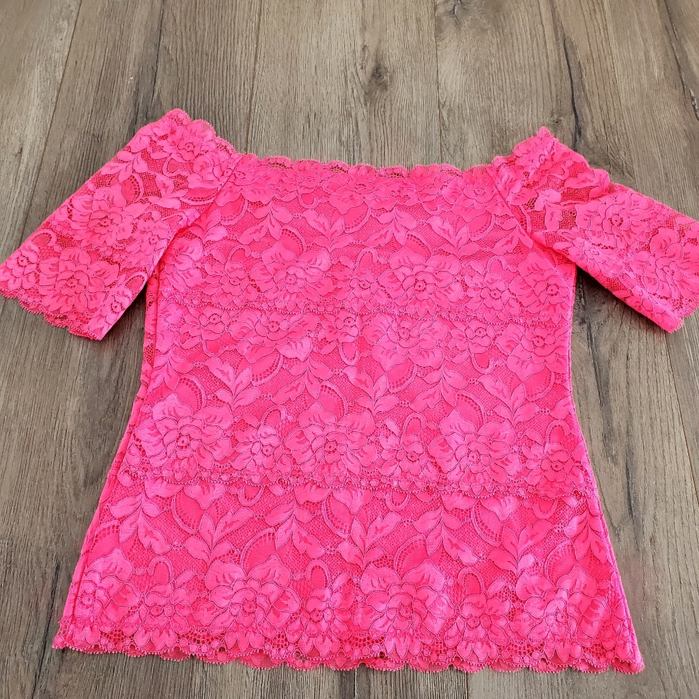 Pink Lace Off-Shoulder Top